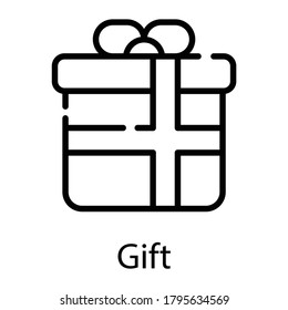 gift box , present line icon isolated on white background