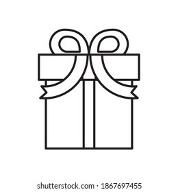 cuadro de regalo mostrar el diseño de la ilustración vectorial del estilo de línea