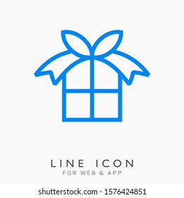 Gift box and present line vector icon. Ready for holiday and christmas designs. Celebration decoration for party.
