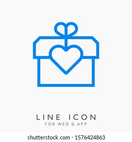 Gift box and present line vector icon. Ready for holiday and christmas designs. Celebration decoration for party.