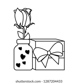 gift box present with mason jar and rose