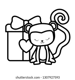 gift box present with monkey