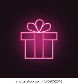 Gift Box Present neon icon. Elements of Party set. Simple icon for websites, web design, mobile app, info graphics
