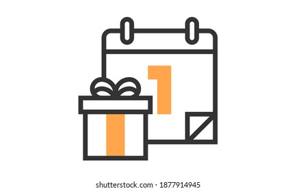 Diseño de ilustraciones vectoriales del cuadro de regalo presente y nuevo año