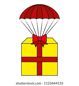 gift box present with parachute