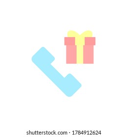 Presente caja de regalo e icono del teléfono. Color simple con elementos de vector de contorno de iconos actuales para ui y ux, sitio web o aplicación móvil