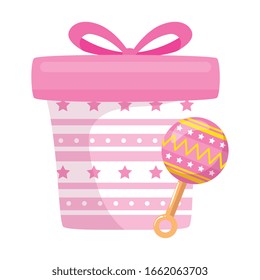 caja regalo mostrar el icono aislado rosa ilustración vectorial