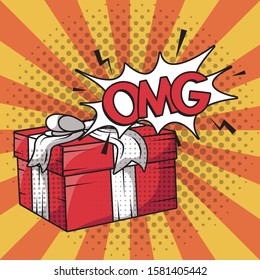 gift box present pop art style vector illustration design