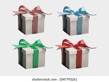 Gift box present realistic 3d vector isolated on transparent white background, christmas, new year valentines day surprise box graphic clip art element for design projects, greeting cards and posters