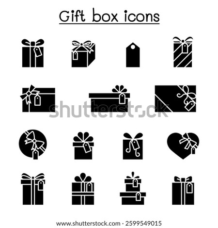 Gift box , Present, Reward icon set in glyph style