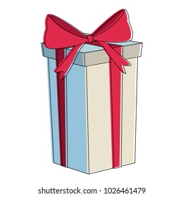 Gift box present with ribbon