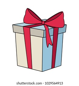 Gift box present with ribbon
