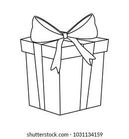 Gift box present with ribbon