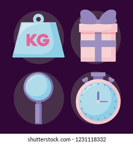 gift box present with set icons