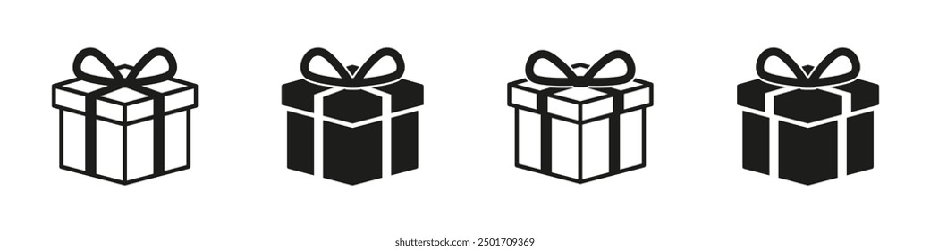 Gift box. Present sign. Vector gift set. Surprise package. Parcel pack. Isolated gift box on white background