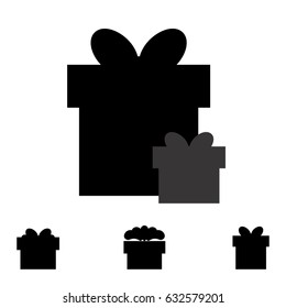 Gift Box Or Present Silhouette Icon Isolated. Congratulation And Shopping Vector Symbol