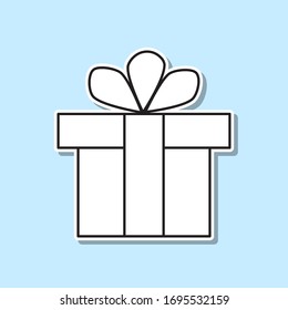 Gift box present sticker icon. Simple thin line, outline vector of party icons for ui and ux, website or mobile application