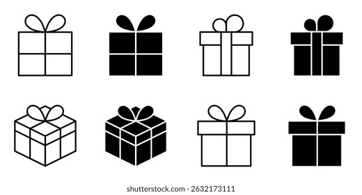 gift box, present, surprise icon set