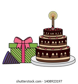 gift box present with sweet cake