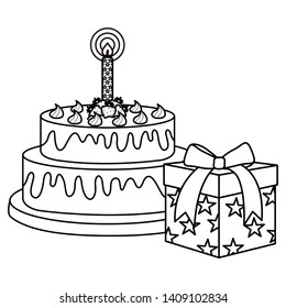 gift box present with sweet cake