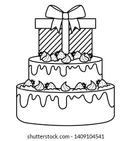 gift box present with sweet cake