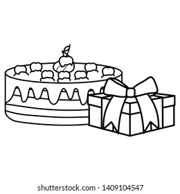 gift box present with sweet cake