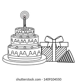 gift box present with sweet cake