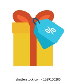 gift box present with tag persent vector illustration design