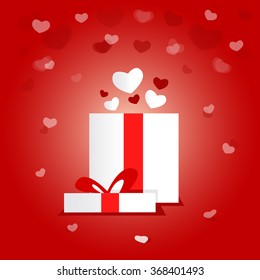 Gift Box Present Valentine Day Holiday Love Heart Shape Flat Icon Vector Illustration
