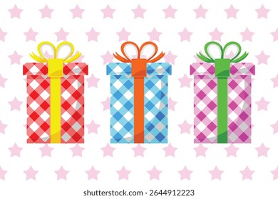 Gift Box Present with Various Bright Colorful Wrapper Cartoon Vector Set Collection