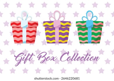 Gift Box Present with Various Bright Colorful Wrapper Cartoon Vector Set Collection