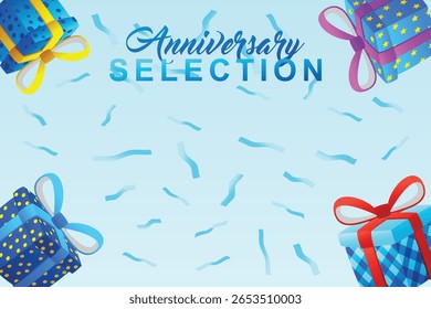 Gift Box Present with Various Bright Colorful Wrapper and Confetti Cartoon for Background Vector