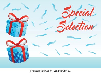Gift Box Present with Various Bright Colorful Wrapper and Confetti Cartoon for Background Vector
