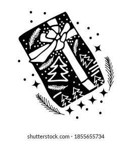 Caja de regalo, Ilustración de arte del vector de caja actual. Regalo de Navidad. Regalo de cumpleaños