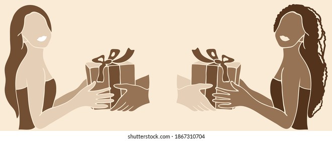 Gift Box, Present Box Vector Art Illustration. Christmas gift. Birhday gift. Valentines gift