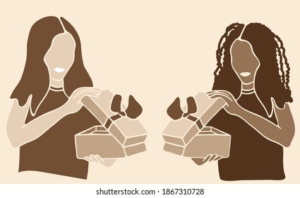 Gift Box, Present Box Vector Art Illustration. Christmas gift. Birhday gift. Valentines gift
