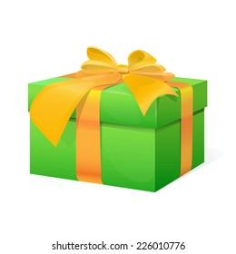 gift box present with yellow ribbon bow isolated on white background vector illustration