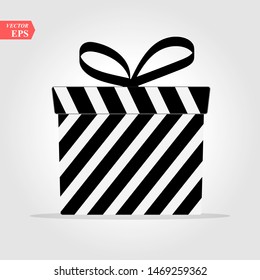 Gift box, presents isolated on white. Black and white wrapped. Sale, shopping concept. gift for Birthday, Christmas. Christmas and New Year s Day, gift box white background