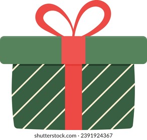Gift box, presents isolated on white background. Colorful Christmas box with red bow concept