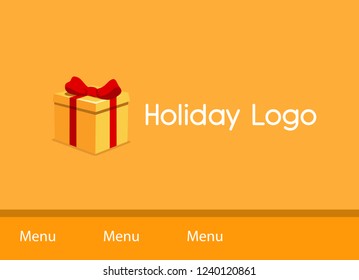 Gift box, Pressent for Holiday - Vector logo illustration