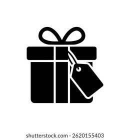 Gift Box with Price Tag Representing Sales Gift or Promotion Offer