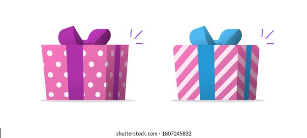 Gift box prize vector icon set isolated, lucky win present, idea of surprise giveaway promotion sale marketing