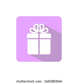 Gift box purple icon in flat style with shadow. Vector illustration