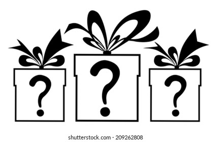 Gift box with a question mark. Vector Illustration 