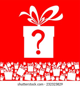 Gift box with a question mark. Vector Illustration 