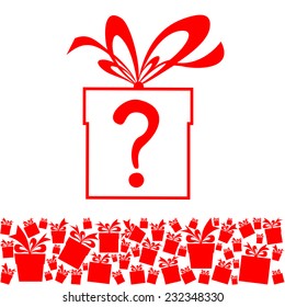 Gift box with a question mark. Vector Illustration 