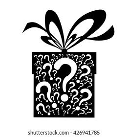 Gift box with a question mark. Vector Illustration