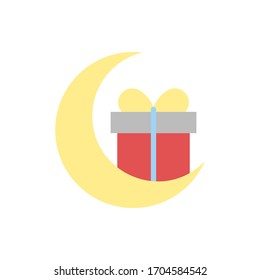 Gift box Ramadan moon icon. Simple color vector elements of islam icons for ui and ux, website or mobile application
