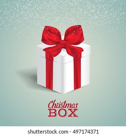 Gift box with a red bow. Christmas Holiday. New Year. Vector illustration.