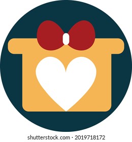 Gift box with red bow, illustration, vector on a white background.